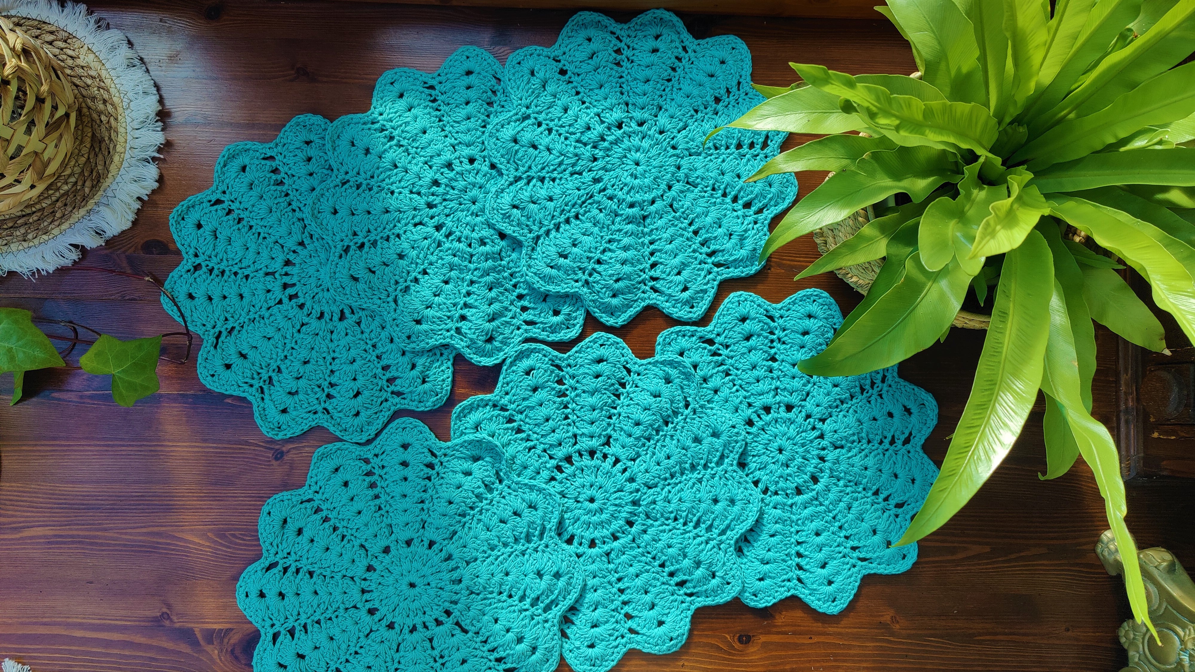 Handgefertigte Boho Deko Platzsets Tischsets knallige Sommerfarben und Natürtöne