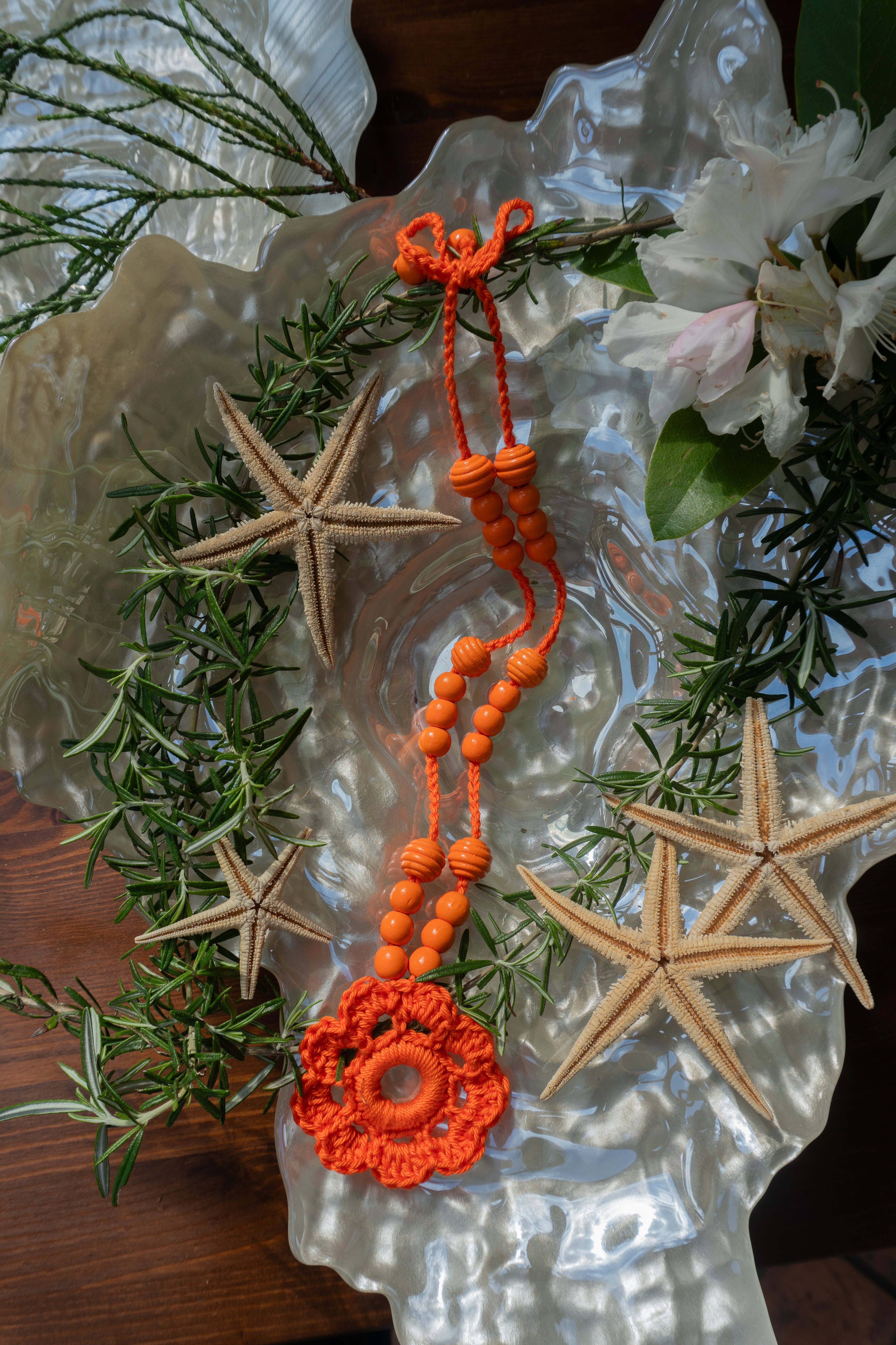 haekelkette orange blume