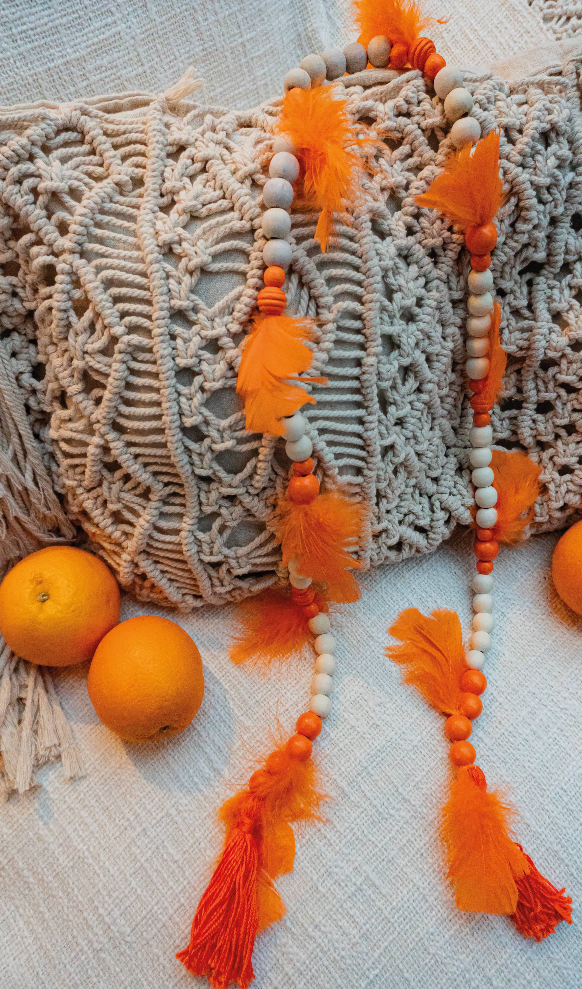 DEKO HOLZPERLEN KETTE ORANGE